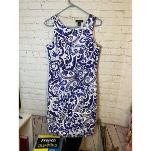 Ralph Lauren Blue and White Long Sleeve Dress